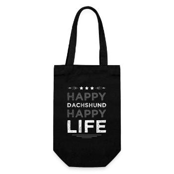 Happy dachshund joie de vivre - Sac à bouteille - noir - Devant