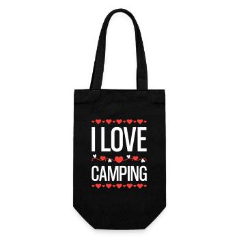 I Love Camping Herz Grafik - Geschenkbeutel für Flaschen - Schwarz - Vorne