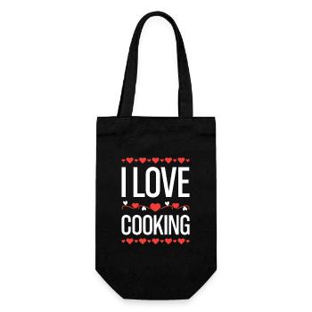 I love cooking - Gift Bag for Bottles - black - Front