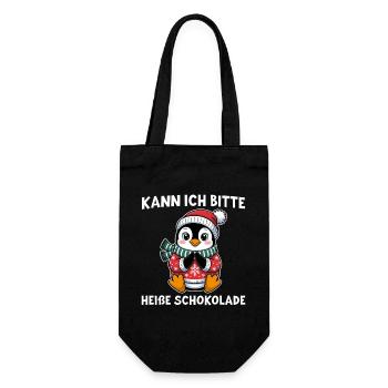 Penguin with Santa Hat Hot Chocolate - Gift Bag for Bottles - black - Front