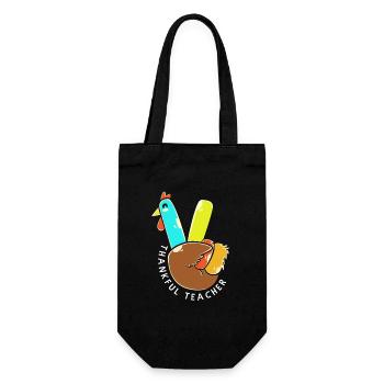 Thanksgiving Lehrerin Lehrer - Geschenkbeutel für Flaschen - Schwarz - Vorne