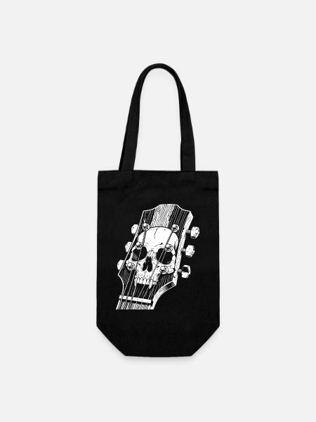 Totenkopf auf Gitarrenkopfplatte - Geschenkbeutel für Flaschen - Schwarz