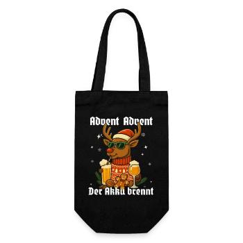 Advent Advent – The battery burns Reindeer - Gift Bag for Bottles - black - Front