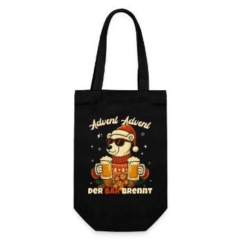 Advent Advent – The Bear Is Burning - Gift Bag for Bottles - black - Front