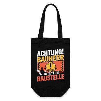 Attention: Builder enters the construction site - Gift Bag for Bottles - black - Front