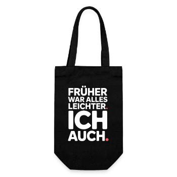 Früher War Alles Leichter Ich Auch 50. Geburtstag - Geschenkbeutel für Flaschen - Schwarz - Vorne