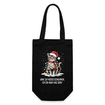 Chat de Noël : Puis-je y retourner ? - Sac à bouteille - noir - Devant
