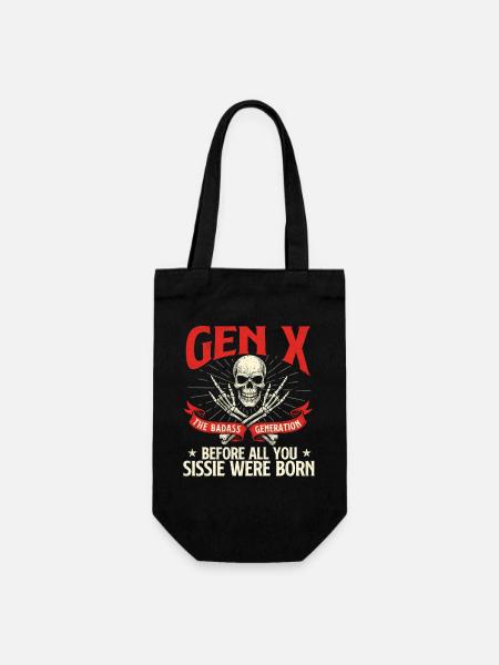 Gen X Badass Generation Retro Nostalgie Zitat - Geschenkbeutel für Flaschen - Schwarz