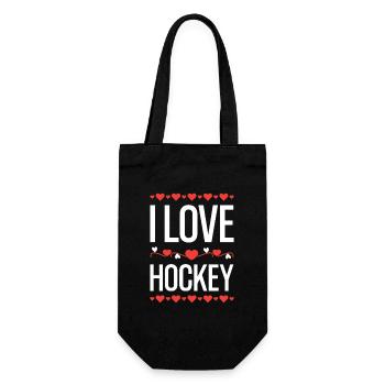 I Love Hockey Print - Gift Bag for Bottles - black - Front