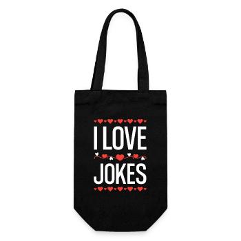 I Love Jokes - Geschenkbeutel für Flaschen - Schwarz - Vorne