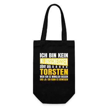 Ich bin kein Klugscheisser Torsten - Geschenkbeutel für Flaschen - Schwarz - Vorne