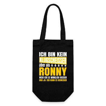 Ich bin kein Klugscheißer Ronny - Geschenkbeutel für Flaschen - Schwarz - Vorne