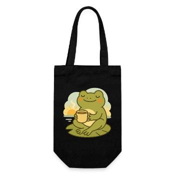 Frosch mit Kaffee – Morgenruhe Design - Geschenkbeutel für Flaschen - Schwarz - Vorne