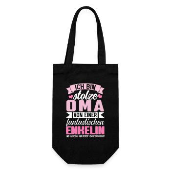 Ich Bin Stolze Oma Von Einer Fantastischen Enkelin - Geschenkbeutel für Flaschen - Schwarz - Vorne