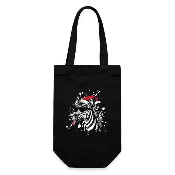 Zebra Christmas Funny - Gift Bag for Bottles - black - Front