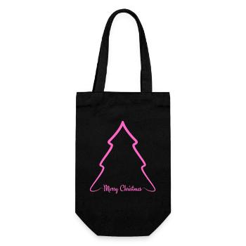 Neon Pink Christmas Tree Outline - Gift Bag for Bottles - black - Front