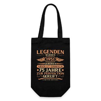 75th birthday absolutely unique - born in 1951 - Gift Bag for Bottles - black - Front