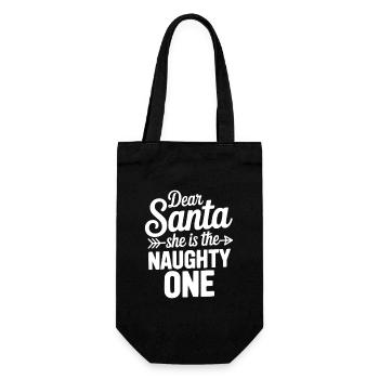 Dear Santa She is the Naughty One - Gift Bag for Bottles - black - Front