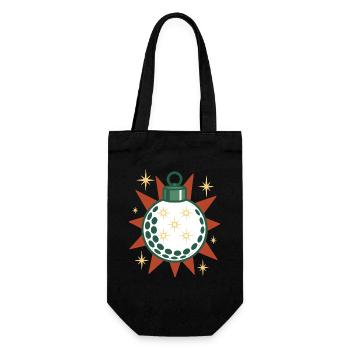 Funny Golf Ball Merry Christmas - Gift Bag for Bottles - black - Front