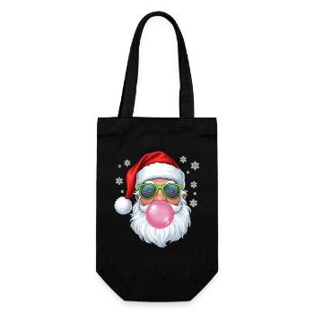 Weihnachtsmann Bubble Gum - Geschenkbeutel für Flaschen - Schwarz - Vorne
