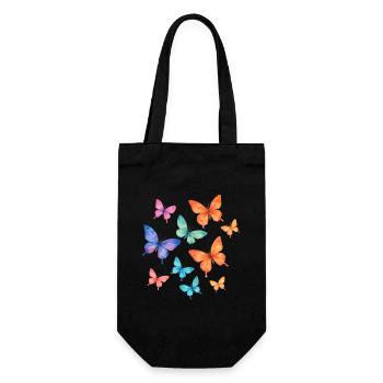 Bunte Schmetterlinge in Aquarell für Frauen - Geschenkbeutel für Flaschen - Schwarz - Vorne
