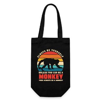 Be Yourself Monkey Retro Motiv - Geschenkbeutel für Flaschen - Schwarz - Vorne