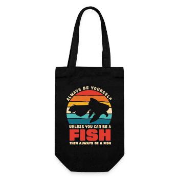 Fish Be Yourself Coucher de soleil rétro - Sac à bouteille - noir - Devant