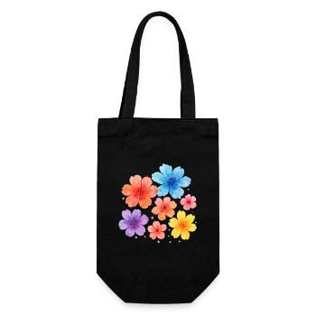 Aquarell Blumen – zart & feminin - Geschenkbeutel für Flaschen - Schwarz - Vorne