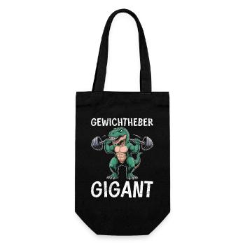 GEWICHTHEBER GIGANT Dinosaurier Lustiges - Geschenkbeutel für Flaschen - Schwarz - Vorne