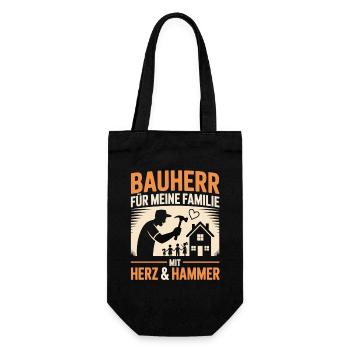 Builder For family with heart & hammer - Gift Bag for Bottles - black - Front
