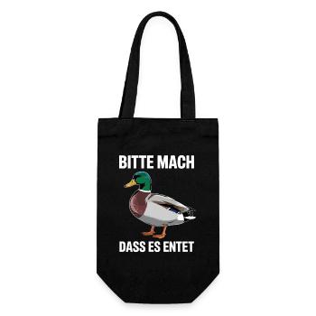 Ente Bitte Mach Dass Es Entet Spruch Lustige Enten - Geschenkbeutel für Flaschen - Schwarz - Vorne