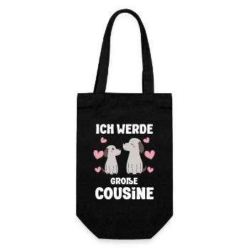 Große Cousine verkünden Hunde Welpen Ich werde - Geschenkbeutel für Flaschen - Schwarz - Vorne