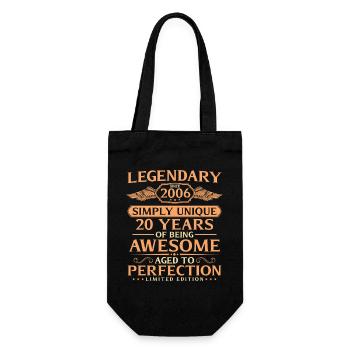 Jahrgang 2006 geboren 20. Geburtstag Geschenkidee - Geschenkbeutel für Flaschen - Schwarz - Vorne
