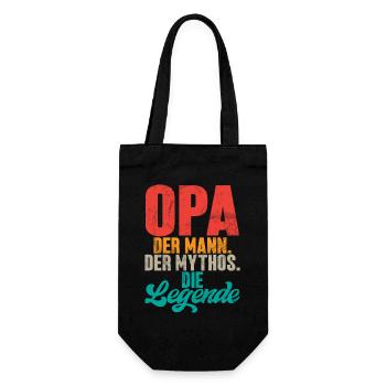 Opa Der Mann Der Mythos Die Legende Retro - Geschenkbeutel für Flaschen - Schwarz - Vorne