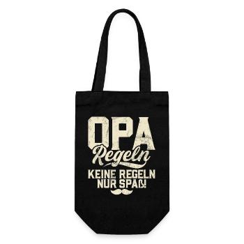 Opa Regeln Keine Regeln Nur Spaß - Geschenkbeutel für Flaschen - Schwarz - Vorne