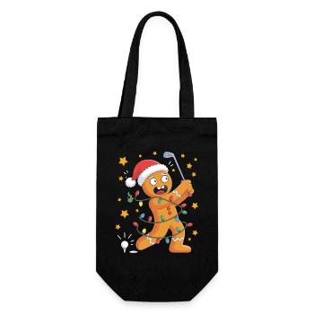 Chemise de Noël de golf avec bonhomme en pain d’épice - Sac à bouteille - noir - Devant