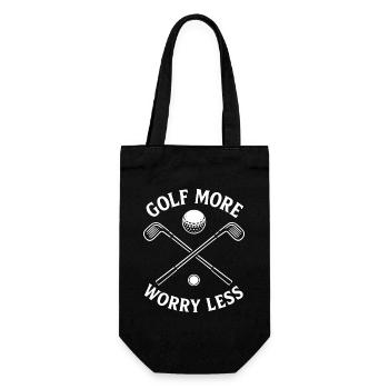 Golf More Worry Less Funny Golf Quote - Gift Bag for Bottles - black - Front