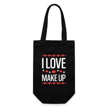 I Love Make Up Herz Design - Geschenkbeutel für Flaschen - Schwarz - Vorne