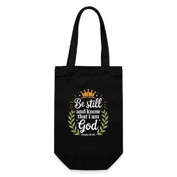  Sei Still Und Erkenne Dass Ich Gott Bin Psalm - Geschenkbeutel für Flaschen - Schwarz - Vorne