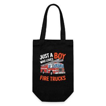 Just a boy who loves fire trucks - Gift Bag for Bottles - black - Front