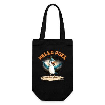 Ostsee Urlaub MOIN POEL Souvenier Lustiges - Geschenkbeutel für Flaschen - Schwarz - Vorne