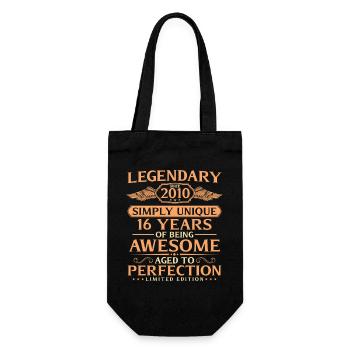Millésime 2010 Né 16ème Anniversaire Idée Cadeau - Sac à bouteille - noir - Devant