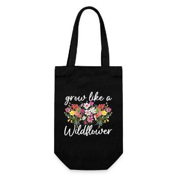 Wachse wie eine Wildblume - Geschenkbeutel für Flaschen - Schwarz - Vorne