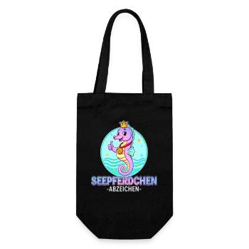Seepferdchen Abzeichen mit Farbverlauf - Geschenkbeutel für Flaschen - Schwarz - Vorne