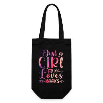 Just a girl who loves books - Geschenkbeutel für Flaschen - Schwarz - Vorne