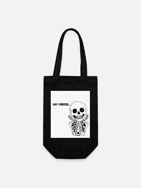 Skelett-Lächeln - Geschenkbeutel für Flaschen - Schwarz