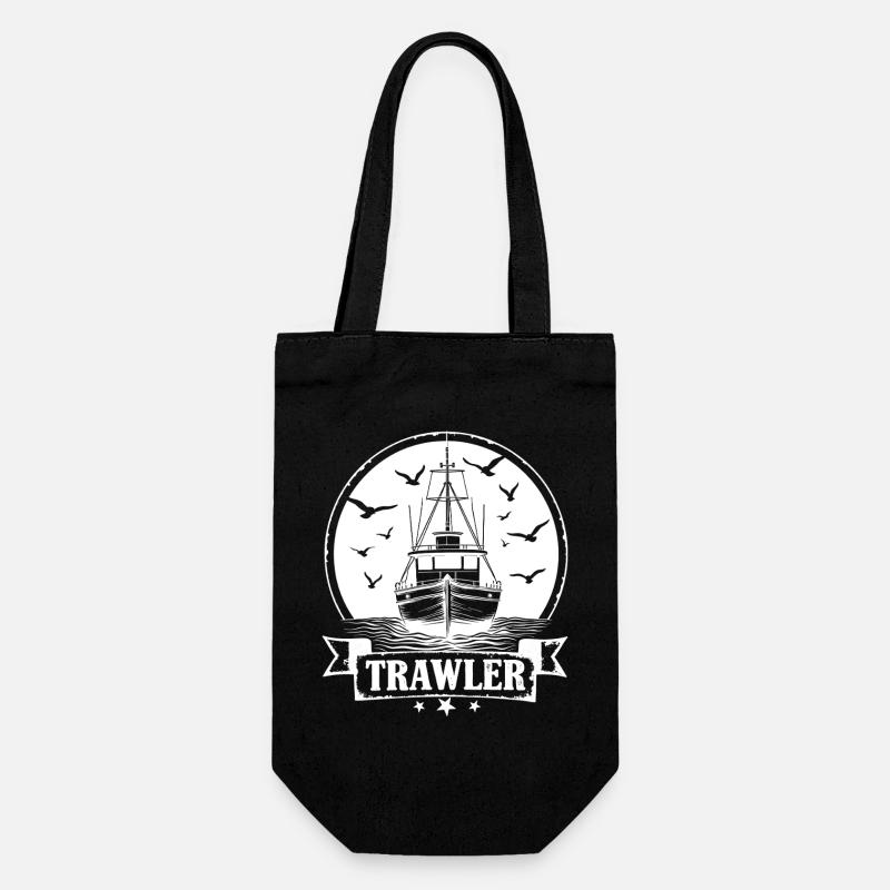 Trawler Fischkutter Ahoi Maritim - Geschenkbeutel für Flaschen - Schwarz