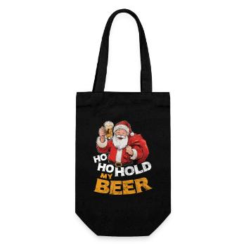 Le Père Noël avec de la bière en disant Ho Ho Hold my Beer - Sac à bouteille - noir - Devant
