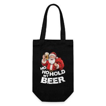 Le Père Noël avec de la bière en disant Ho Ho Hold my Beer - Sac à bouteille - noir - Devant