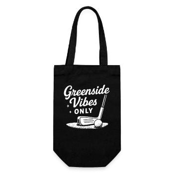 Greenside Vibes Nur lustige Golfspieler Liebhaber - Geschenkbeutel für Flaschen - Schwarz - Vorne